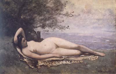 Jean Baptiste Camille  Corot Bacchante couchee au bord de la mer (mk11)